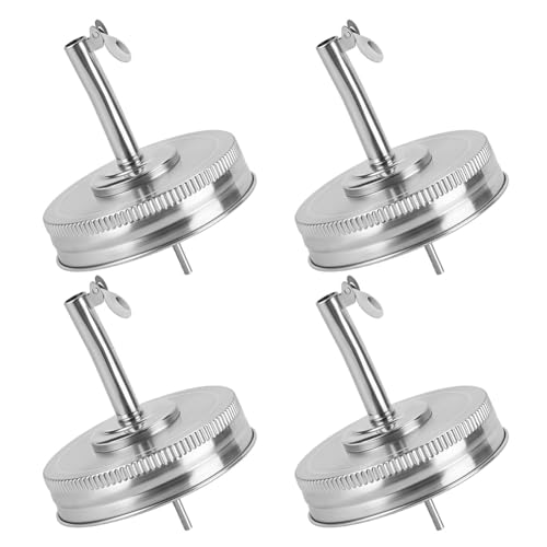 8 Pcs Mason Jar Pour Spout, Stainless Steel Spout Lid Oil Narrow Oil Spout Jar with Lid for Home Brewing Fruit Fermenting Drinks Airtight (Regular Mouth)