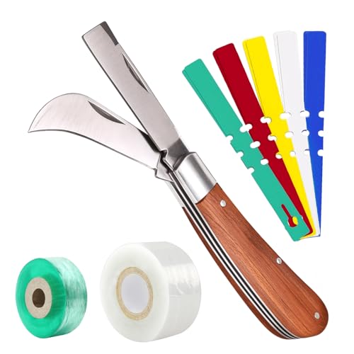 Garden Grafting Knife, Curved & Straight Garden Knife Blade, Tree Grafting Kits Including Grafting Tapes Plant Labels for Plant Branch Vine Fruit Tree Cutting - style: Garden Knife