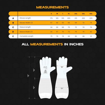 BeeProGear Beekeeping Gloves Goatskin Leather – Sting-Resistant Protective Beekeeper Gloves with Long Canvas Sleeve