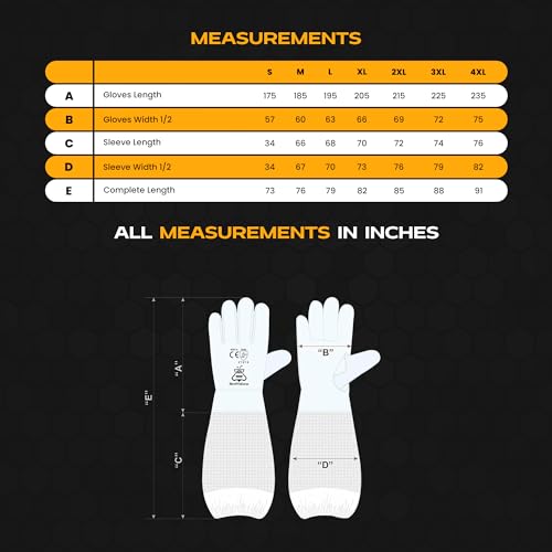 BeeProGear Beekeeping Gloves Goatskin Leather – Sting-Resistant Protective Beekeeper Gloves with Long Canvas Sleeve