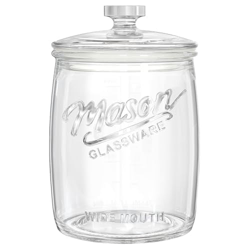 Folinstall 1 Gallon Glass Cookie Jar, Large Glass Jar with Airtight lid, Glass Food Storage Container for Cookies, Candy, Flour, Dog Treats, Coffee, Laundry Room Storage & Pantry - size: 1 Gallon/1 Pack