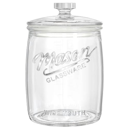 Folinstall 1 Gallon Glass Cookie Jar, Large Glass Jar with Airtight lid, Glass Food Storage Container for Cookies, Candy, Flour, Dog Treats, Coffee, Laundry Room Storage & Pantry - size: 1 Gallon/1 Pack