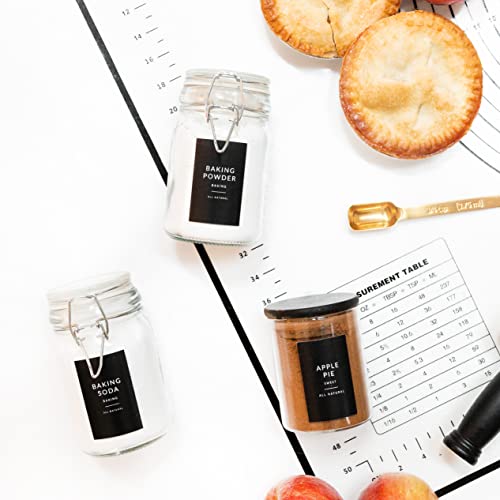 Black Spice Labels for Glass Jars, 148 Spice Jar Labels Stickers Preprinted Waterproof, Rectangle Herb Seasoning Stickers Containers Kitchen Pantry Organization - style: Black Rectangle Spice Labels