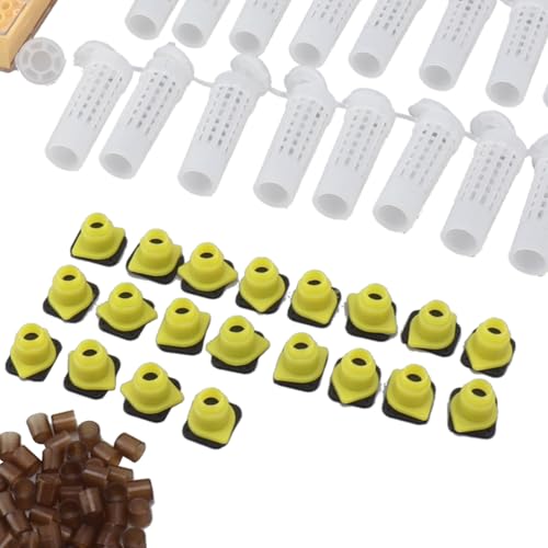 Queen Bee Rearing System Plastic Grafting Kit, Beekeeping Queen Rearing Equipment with 110 Cell Cups, Complete Apiculture Breeding Box for Raising Without