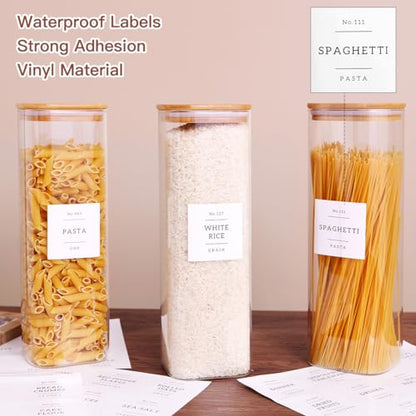 CZZGSM 3 Pack Square Kitchen Storage Jars with Airtight Bamboo Lids and 132 Pantry Labels - 80oz Glass Canisters with Wood Lids - Food Storage Containers for Spaghetti, Pasta, Fettuccine - color: 80OZ-3Pack