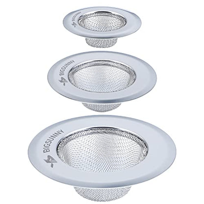 Mesh Sink Strainer Set of 3, MSY BIGSUNNY Stainless Steel Kitchen Sink Strainer Kitchen Drain Strainer with Large Wide Rim(4.5"+3.6"+2.8" Diameter) for Kitchen Sinks - size: 4.5"+3.6"+2.8"