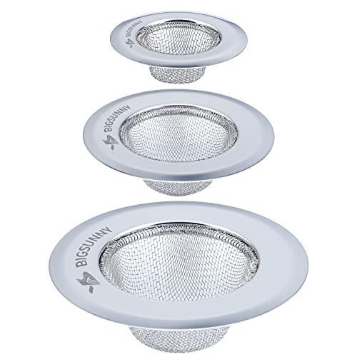 Mesh Sink Strainer Set of 3, MSY BIGSUNNY Stainless Steel Kitchen Sink Strainer Kitchen Drain Strainer with Large Wide Rim(4.5"+3.6"+2.8" Diameter) for Kitchen Sinks - size: 4.5"+3.6"+2.8"