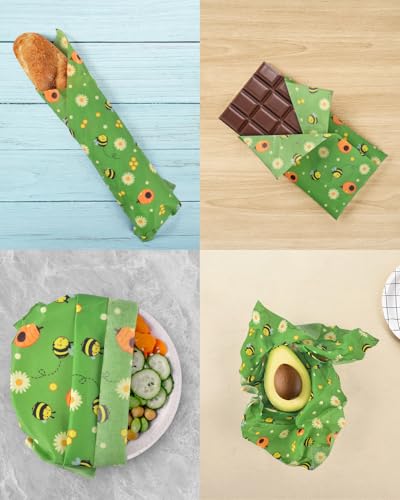 Beeswax Food Wraps 1 Meter Roll 13 x 39 Inch Reusable Beeswax Wraps Eco-Friendly Sustainable Food Storage Wraps for Sandwich, Cheese, Fruit, Bread, Snacks - size: Bee Flower