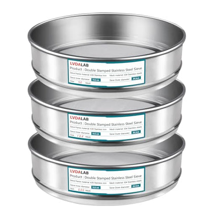 3 Pack 304 SUS Mesh Lab Sieves,200mesh(0.075mm),120 Mesh 0.125mm,30 Mesh 0.6mm Aperture Test Sieve,7.9in/20cm Dia Economy Test Sieve for Industrial Laboratory Homes - style: 200+120+30