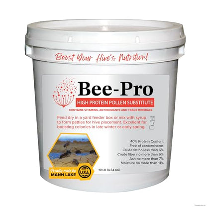 Mann Lake FD200 Bee-Pro Pollen Substitute, High Protein, Boosts Brood, Healthy Colony, Free from Animal by-Products, Rich in Vitamins & Amino Acids, 10 Lb Pail - size: 10-Pound