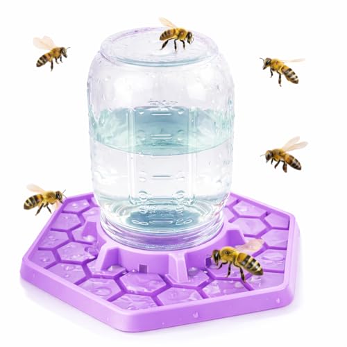 Bee Feeder for Mason Jar Made of Silicone - Bee Watering Station for Garden Compatible with Regular Mouth Mason Jars (Lilac) - color: Purple