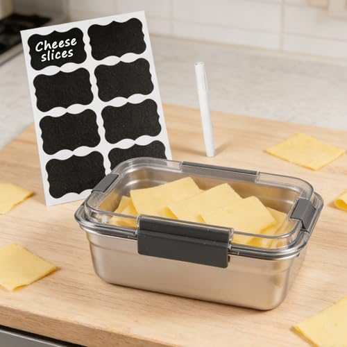 Cheese Container for Refrigerator,Cheese Stainless Steel Container with Lids,Deli Meat Saver, Non Toxic Airtight Storage Container for Stackable Sliced Grated,Shredded,Cheddar Cheeses Holder-Small - size: Small
