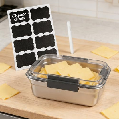 Cheese Container for Refrigerator,Cheese Stainless Steel Container with Lids,Deli Meat Saver, Non Toxic Airtight Storage Container for Stackable Sliced Grated,Shredded,Cheddar Cheeses Holder-Small - size: Small