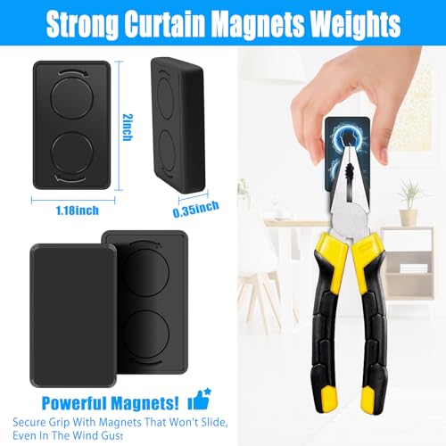 18pcs Outdoor Curtain Weights, Waterproof Magnetic Curtain Weights, Heavy Drapery Weights Bottom, Weighted Magnets for Heavy Wind, Shower Curtain, Garden Flag, Tablecloth (Black, 9pairs) - color: Black-18pcs