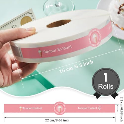 Zonon 600 Pcs Safe Secure Tamper Evident Seals for Drink Lids, Food Delivery Stickers Sealed for Freshness Labels Drink Food Coffee Milk Tea Ice Cream Seal Stickers 600 Pieces Per Roll (Pink) - color: Pink