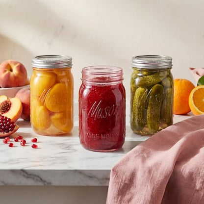 SUT Wide Mouth Mason Jars 32 oz,9 Pack Quart Mason Jars With Airtight lids and Bands,Pink Canning Jars 32 oz for Preserving,Meal Prep,Overnight Oats,Fermenting, Pickling - color: Pink
