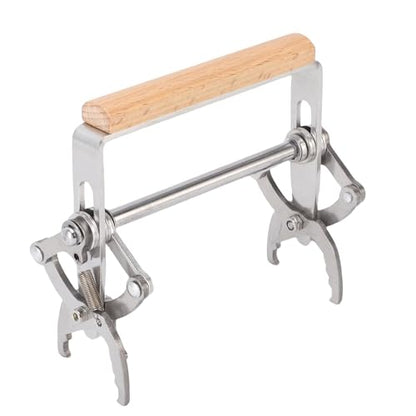 Srliya Beekeeping Gripper, Wood Handle Stainless Steel Bee Hive Frame Lifter Holder with Ergonomic Design, for Honey Harvesting Hive Inspections Colony Checks