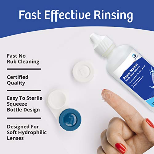 Oculus Curae Aqua Naina Saline Solution – Preservative-Free Sterile Rinse for Soft, Hard & Gas Permeable Contact Lenses – Unisol 4 Alternative – Travel-Friendly – 4X 4 fl oz Bottles - size: 4 Fl Oz (Pack of 4)