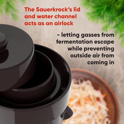 Humble House Fermentation Crock 1/2 Gallon Sauerkrock Sauerkraut Crock with Lid Weights & Pounder - Red Ceramic Fermenting Crock Kit for Pickling Cabbage Kimchi Vegetables 2 Liter Fermentation Jar - color: Heirloom Red