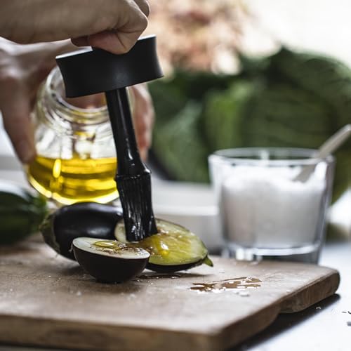 Rosendahl Grand Cru 8.1 in. Marinade Glass with Brush - Stylish Black Glass Jar with Flexible Lid and Soft-Touch Silicone Brush, Perfect for Mixing and Storing Marinades, Leak-Proof Kitchen Essential - size: 8.5 Ounces