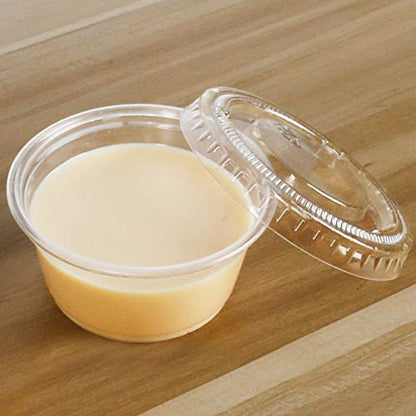 TashiBox 2 oz 100 Sets Disposable Plastic Cups with Lids, Jello Shot Cups Souffle Cups… - size: 2oz-100Sets