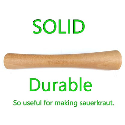 12" Sauerkraut Pounder Natural Beech Wood smasher for Fermentation Crocks and Mason Jars - Cabbage Tamper Fermenting Food Tool - size: 12 Inch