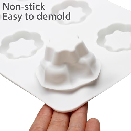 Silicone Flower Pot Shape Molds for Chocolate, Candy | 6-Cavity Flower-shaped Mousse Molds for Jello, Cookie, Pudding, Pastry, 8.39 x 5.71 x 0.71 inches, Nonstick, Flexible - color: White-R0194