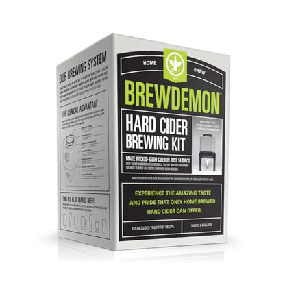 Hard Cider Kit w/Bottles – NO AIRLOCK OR SIPHON REQUIRED – Conical Fermenter Eliminates Sediment and Makes Wicked-Good Home Made Hard Cider - 2 Gal. Hard Cider Recipe included