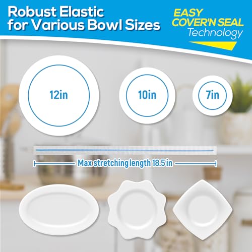 200PCS 12Inch Bowl Covers for Sourdough Bread Proofing | Outdoor Picnics,BPA-Free Plastic,Elastic Stretch Food Storage Lids,Meal Prep,Fresh Keeping,Shower Cap,Hair Deep Conditioning - color: 12Inch-200pcs