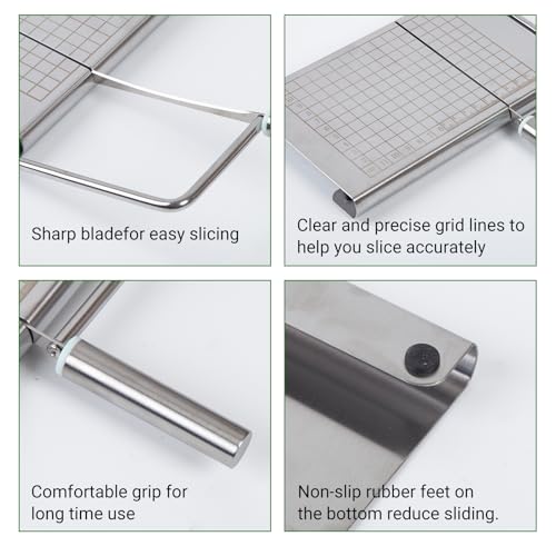 Stainless Steel Cheese Slicer - Multipurpose Cheese Cutter for Block Cheese, Butter, Fruits & Vegetables - Easy to Clean, Dishwasher Safe - size: Square
