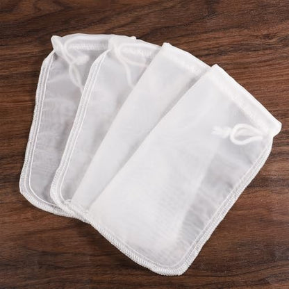4-Pack Extra Fine Mesh Bag, 180μm Aquarium Filter Bags | Reusable nylon drawstring pouches for very fine resins & activated carbon in freshwater or saltwater fish tanks (7.5x3.6in)
