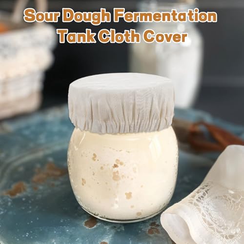 8Pcs Sourdough Jar Covers Mason Jar Cloth Cover for Sourdough Reusable Fermentation Lids Elastic Cotton Breathable Cloth Bowl Lid, Fits 3-4 Inch Jars Mouths