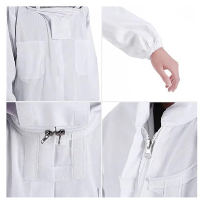 Full Body Beekeeping Clothing Professional Beekeepers Bee Protection Beekeeping Suit Safty Veil Hat Dress All Body Equipment(XL)