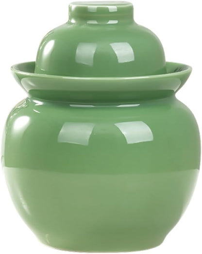 ELEFOCUS Large Ceramic Pickle Jar, Fermentation Jar, Colorful Fermenting Crock With Water Seal Airlock Lid, Fermentation Tank(Green,3.5Kg) - color: Green, size: 3.5Kg