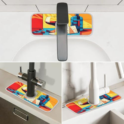 Kitchen Sink Splash Guard Cheese Wine Sink Water Splash Guard Absorbent Fast Drying Sink Mat Washable Dish Drying Mat 15x5.4"