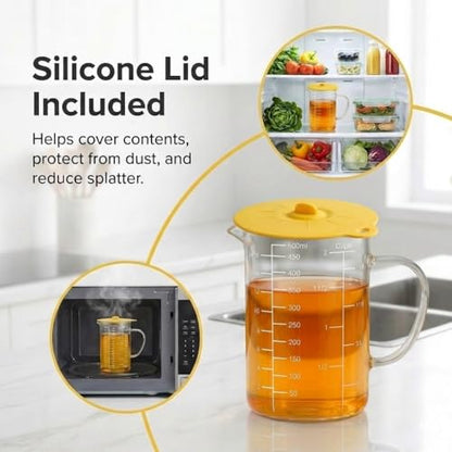 Borosilicate Glass Measuring Cup, 2-Cup Glass Measuring Cup with Spout, Microwave Safe, Dishwasher Safe, Easy Read Scale for Coffee Brewing, Baking, Cooking, Heating and Meal Prep. - size: 2cup/500ml