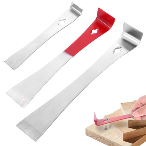 3 Pcs Stainless Steel Pry Bar Set, 3 Sizes Mini Flat Pry Bar Multipurpose, Trim Puller Tools, Bee Hand Hive Tool Scraper, Beekeeping Equipment Tool Set for Scraping Pulling Lifting Remodel