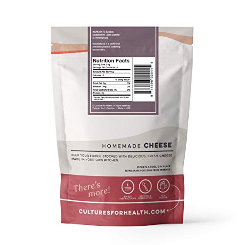 Cultures for Health Thermophilic Cheese Starter Culture | 4 Gluten-Free Direct-Set Packets + 2 Vegetable Rennet Tablets | DIY Hard Cheese–Parmesan, Mozzarella, Asiago & Swiss