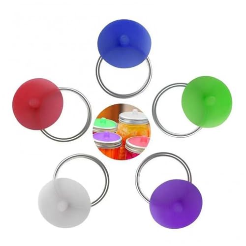 8pcs 86mm Silicone Waterless Airlock Fermentation Lid With Metal Ring For Wide Mouth Mason Jar For Sauerkraut Fermented Kitchen Tool(Red) - color: Red