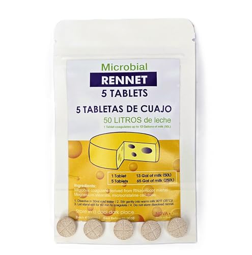 5 x Cuajo TITANIUM® RENNET Tablets For any type of cheese 5 TABLETS FOR 250L OF MILK