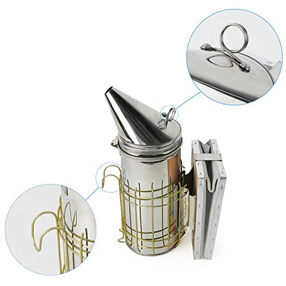 Luwint Bee Hive Smoker, 12 Inch Bee Smoker for Beekeeping, Stainless Steel Tall Heat Chamber and Leather Bellow - color: Regular
