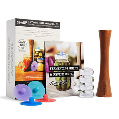 Masontops Complete Mason Jar Fermentation Kit - Easy Small/Regular Mouth Jars Vegetable Fermenting Set - DIY Equipment Essentials - size: Regular Mouth