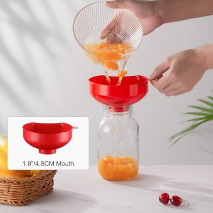 Pisol Wide Mouth Funnels for Kitchen Use, Versatile Food Grade Funnels for Filling Bottles, Plastic Cooking Funnel Set with Strainer, Large Long Neck Funnel for Canning, Mason Jar, Shampoo, Liquids