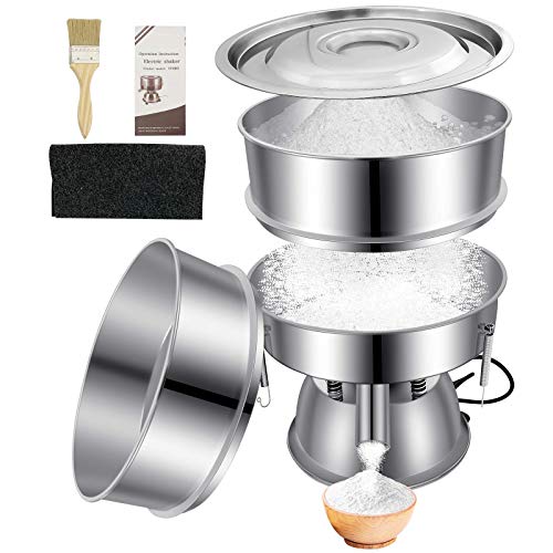 Automatic Sieve Shaker Machine, 110V Stainless Steel Vibrating Sifter with 10 & 60 Mesh Screens for Flour & Powders - size: Automatic Powder Sifter Machine(10+60 mesh)