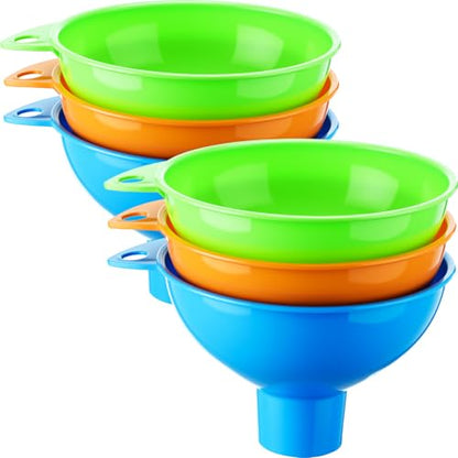Nuogo 6 Pcs Wide Mouth Canning Funnels for Mason Jars, Making Valentines Funnel Cake, Filling Bottles Wide Multipurpose Plastic Funnels for Freeze-Dried Foods, Resin, Kitchen Use