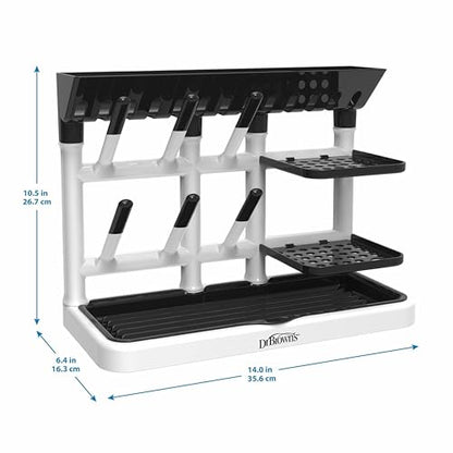 Dr. Brown's Drying Tower, Stand-Up Drying Rack, Countertop Baby Bottle Drying with Organized Storage for Baby Essentials, Space Saving Vertical Rack, Gray/White - style: Gray/White Rack
