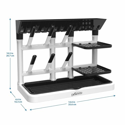 Dr. Brown's Drying Tower, Stand-Up Drying Rack, Countertop Baby Bottle Drying with Organized Storage for Baby Essentials, Space Saving Vertical Rack, Gray/White - style: Gray/White Rack