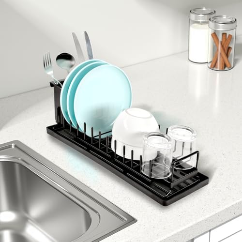 Cup Drying Rack Dish Drying Water Bottle Dryer Rack Long Kitchen Sink Counter Drainer Over Tray Plate Forks Glass Cups Spoons Organizer