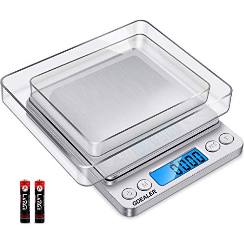 GDEALER Food Scale, 0.001oz/0.01g Precise Digital Kitchen Scale Gram Scales Weight Food Coffee Scale Digital Scales for Cooking Baking Stainless Steel Back-lit LCD Display Pocket Small Scale, Silver - color: Silver