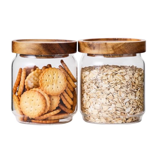 Glass Jar with Lid 3.54 Inch Wide, 15 OZ Small Airtight Food Storage Containers Glass Set for Coffee Beans| Sugars| Candy, 2 Pack - color: 15oz*2